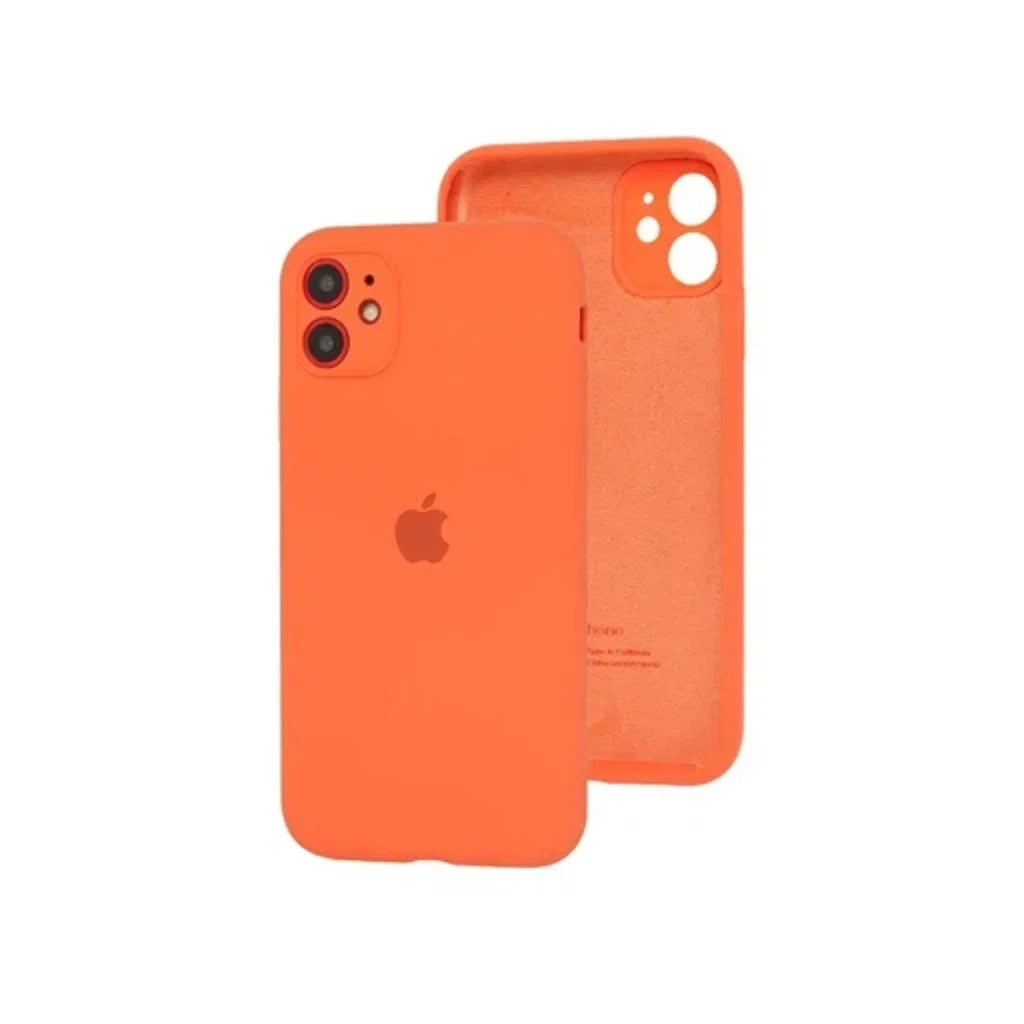 Чехол Silicone Case с закрытым низом и защитой камеры для Iphone 11 (Квадратные грани)